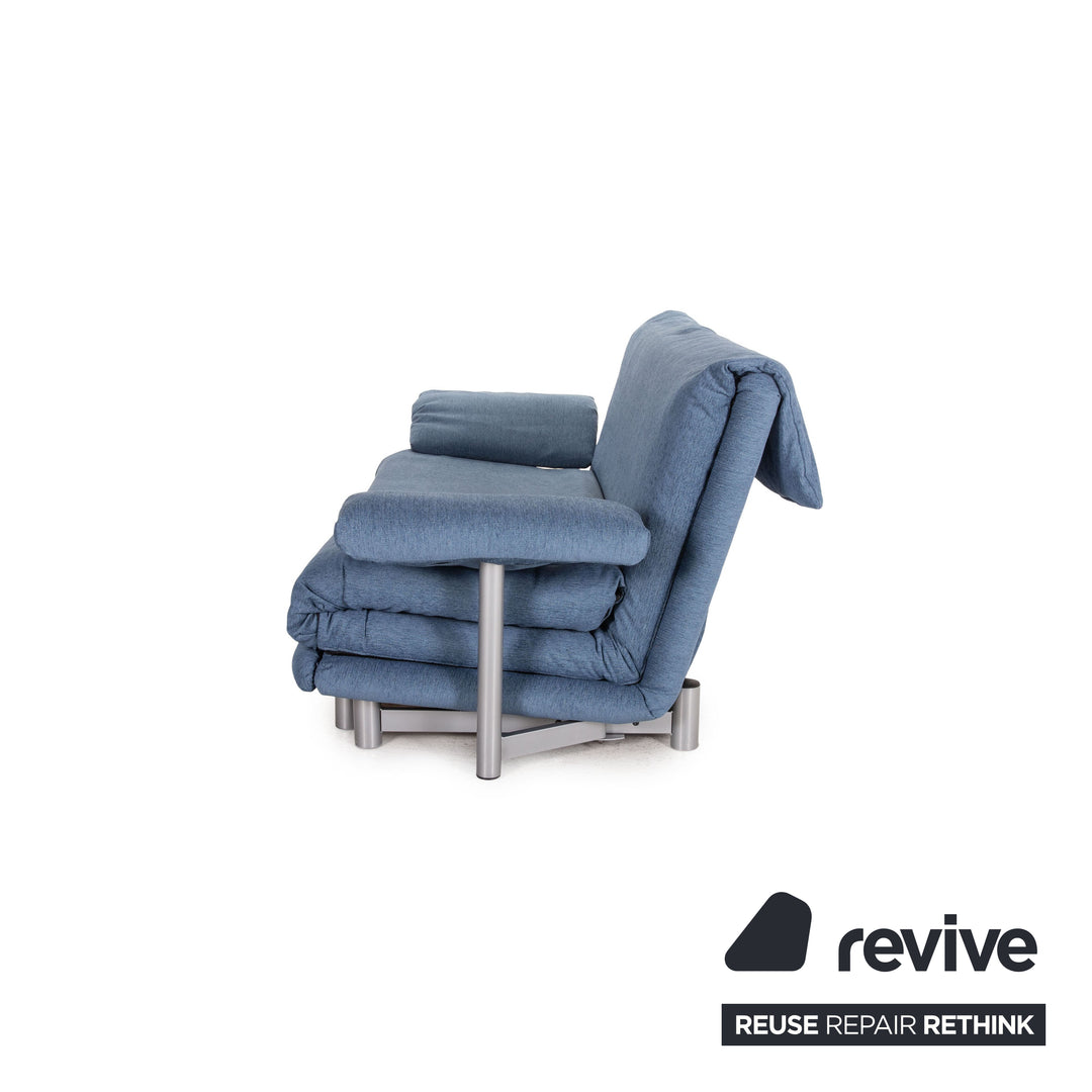 Canapé Multy Ligne Roset en tissu bleu, trois places, fonction convertible, avec accoudoirs