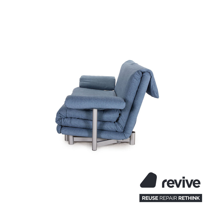 Canapé Multy Ligne Roset en tissu bleu, trois places, fonction convertible, avec accoudoirs