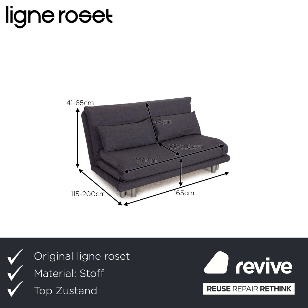 Ligne Roset Multy Stoff Sofa Blau Dreisitzer Couch Neubezug