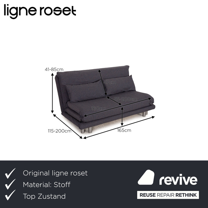 Ligne Roset Multy Stoff Sofa Blau Dreisitzer Couch Neubezug