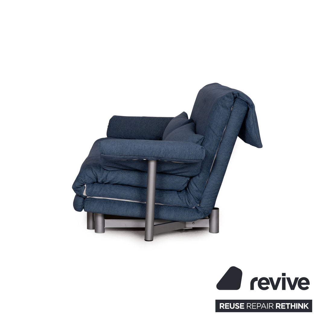 Canapé Multy Ligne Roset en tissu bleu, trois places, fonction convertible, avec accoudoirs