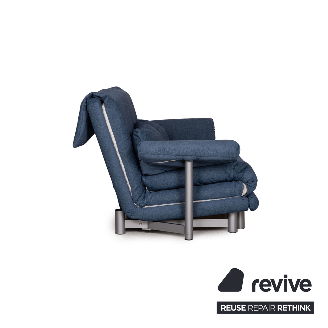 Canapé Multy Ligne Roset en tissu bleu, trois places, fonction convertible, avec accoudoirs
