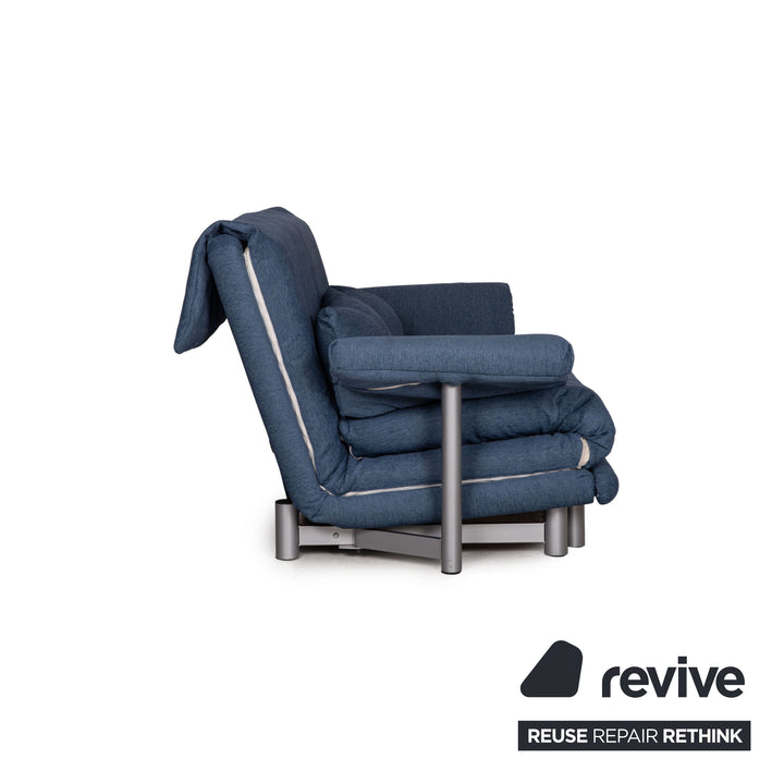 Canapé Multy Ligne Roset en tissu bleu, trois places, fonction convertible, avec accoudoirs
