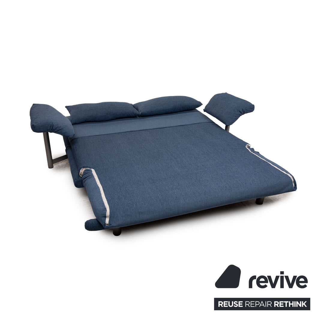 Canapé Multy Ligne Roset en tissu bleu, trois places, fonction convertible, avec accoudoirs