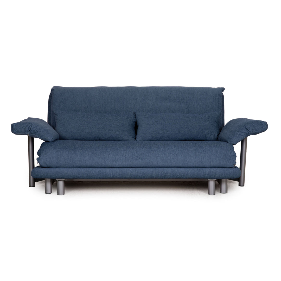 Canapé Multy Ligne Roset en tissu bleu, trois places, fonction convertible, avec accoudoirs