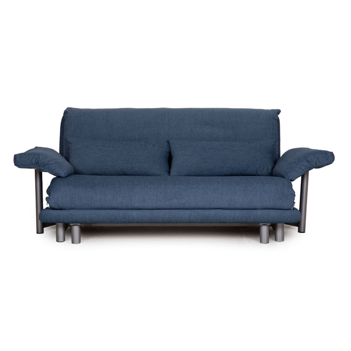 Canapé Multy Ligne Roset en tissu bleu, trois places, fonction convertible, avec accoudoirs