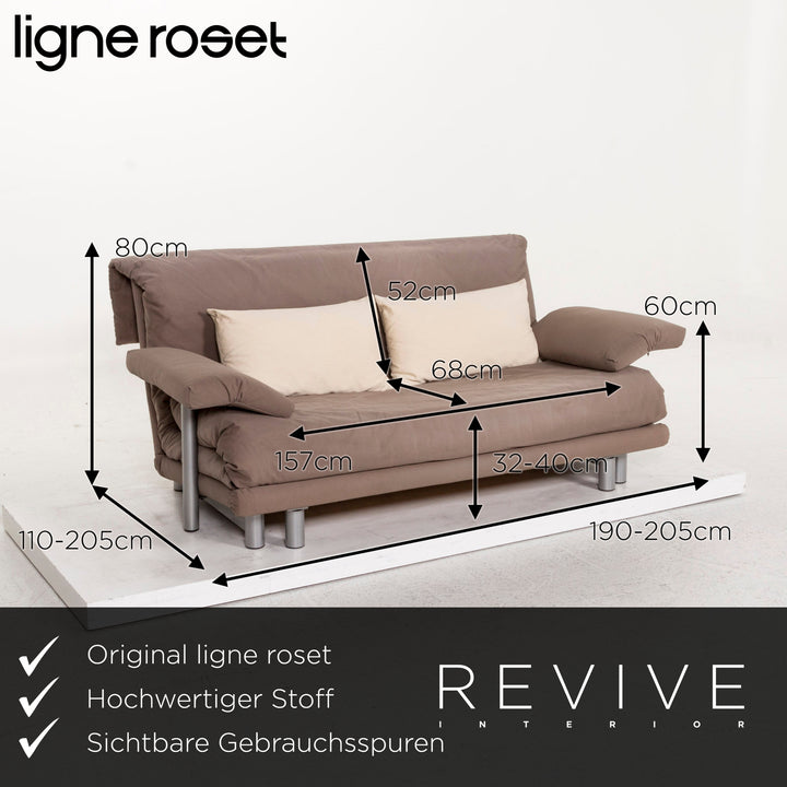 ligne roset Multy Stoff Sofa Braun Graubeige Dreisitzer Schlafsofa Schlaffunktion Funktion Couch inkl. Armlehnen