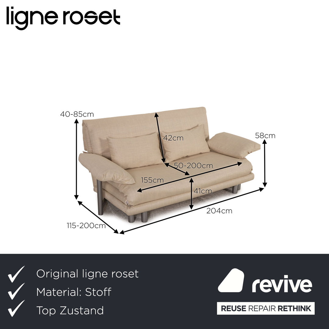 Ligne roset Canapé 3 places en tissu Multy crème, fonction couchage, nouvelle housse