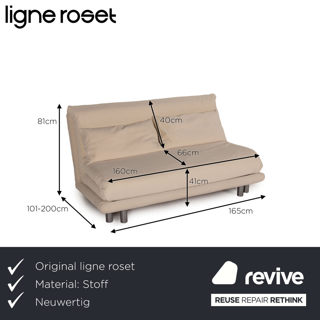 ligne roset Multy stoffen bank crème driezitsbank met slaapfunctie bank
