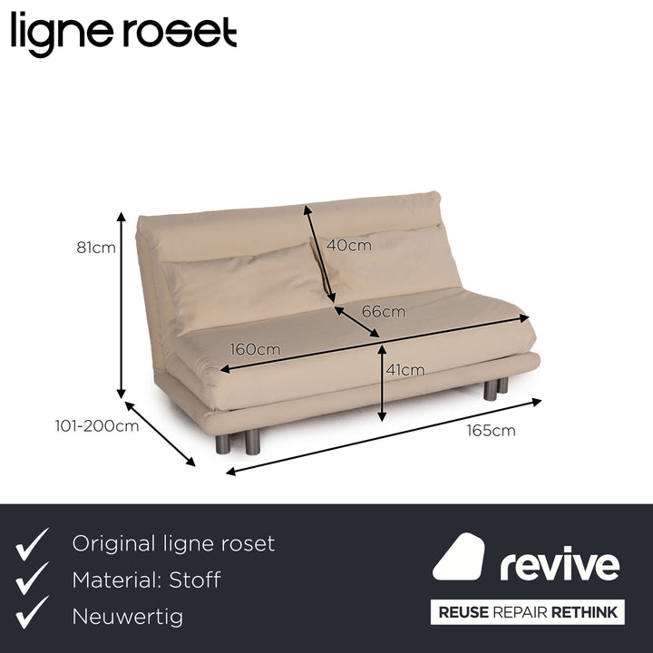 ligne roset Multy stoffen bank crème driezitsbank met slaapfunctie bank
