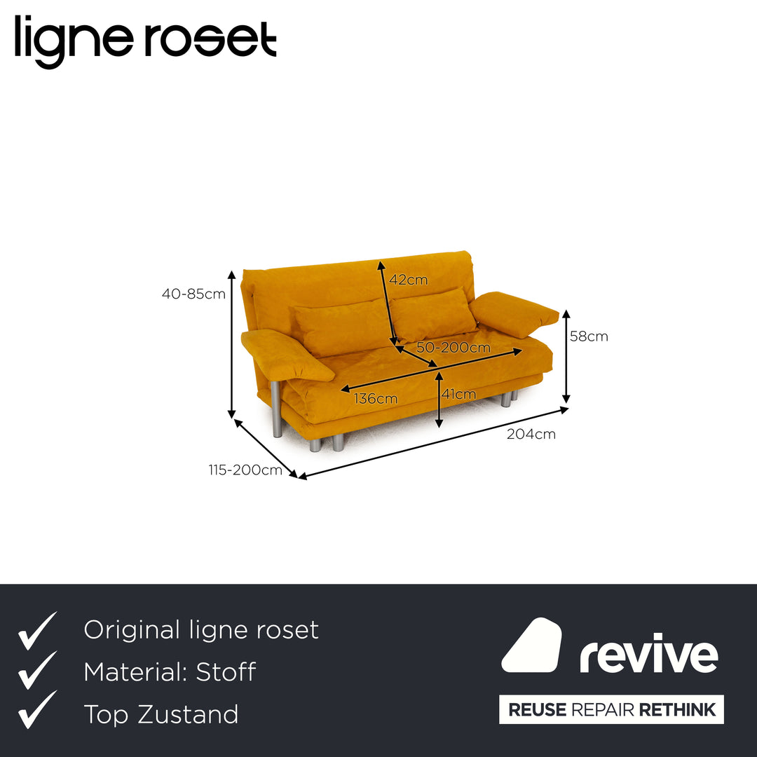 ligne roset Multy Stoff Sofa Gelb Dreisitzer Couch Funktion Schlaffunktion inkl. Armlehnen