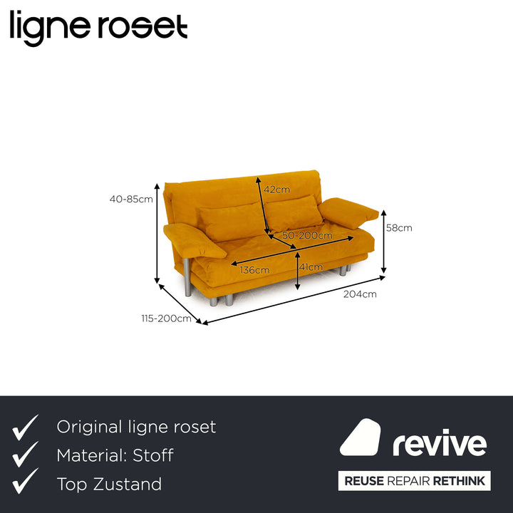 ligne roset Multy Stoff Sofa Gelb Dreisitzer Couch Funktion Schlaffunktion inkl. Armlehnen