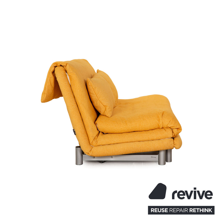 Ligne Roset Multy stoffen bank geel driezitsbank bankstel slaapfunctie opnieuw gestoffeerd