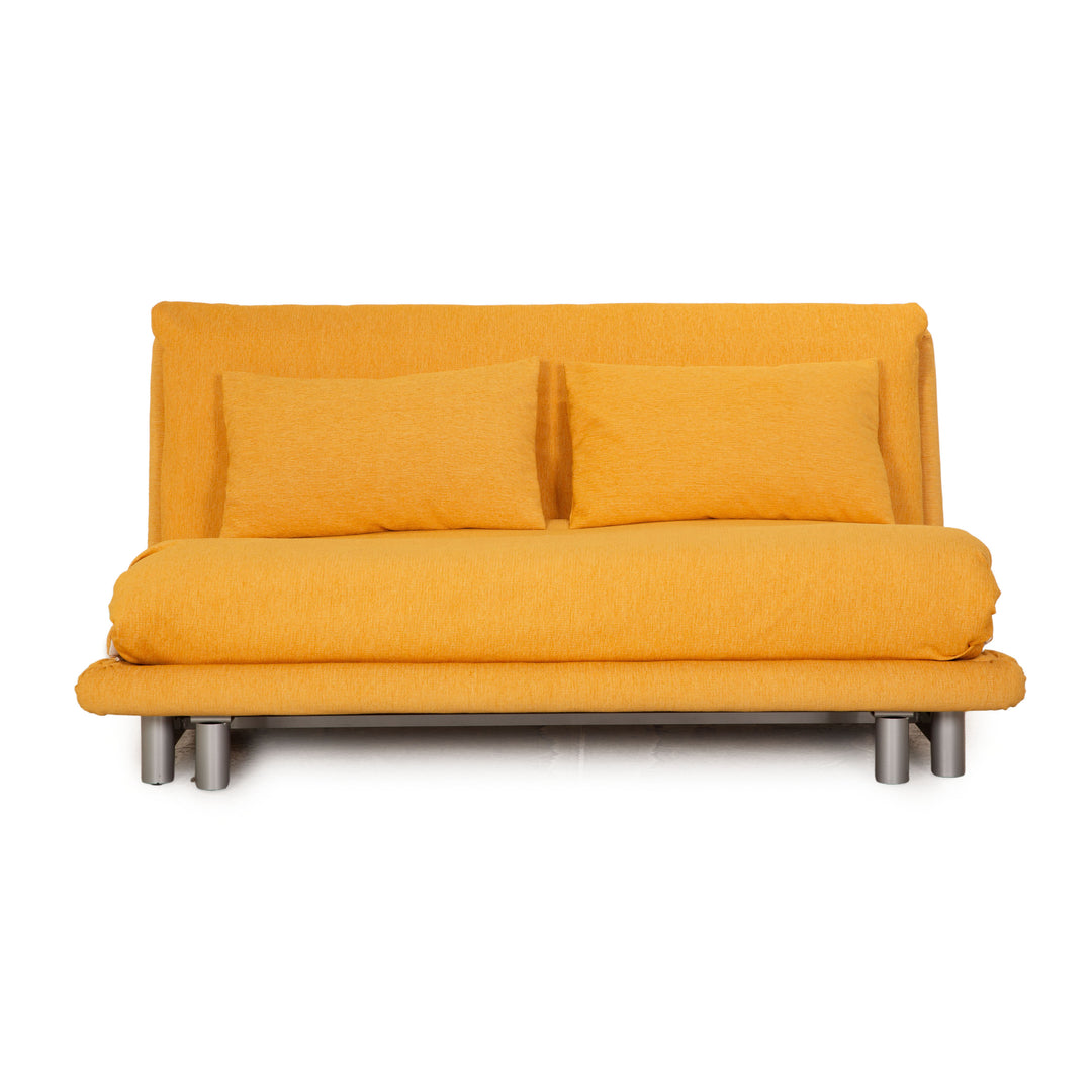 Ligne Roset Multy stoffen bank geel driezitsbank bankstel slaapfunctie opnieuw gestoffeerd