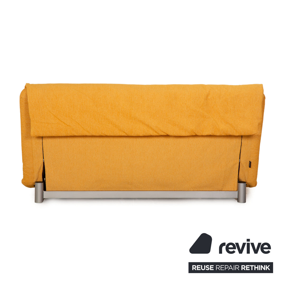 Ligne Roset Multy stoffen bank geel driezitsbank bankstel slaapfunctie opnieuw gestoffeerd