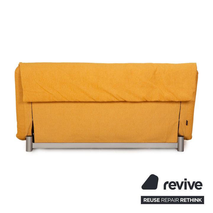 Ligne Roset Multy stoffen bank geel driezitsbank bankstel slaapfunctie opnieuw gestoffeerd