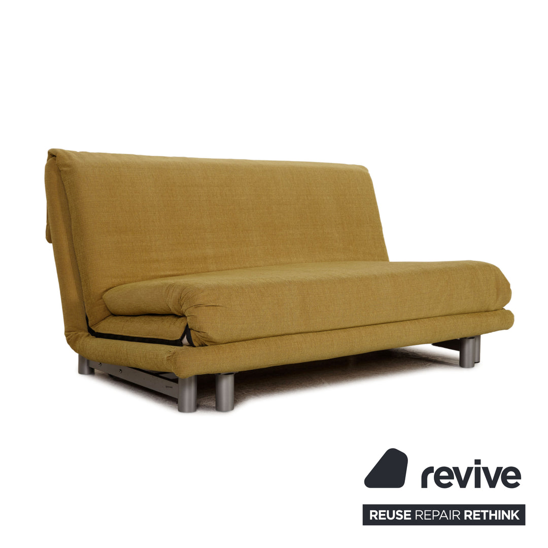 Ligne Roset Multy stoffen driezitsbank geel slaapbank bank met functie opnieuw bekleed