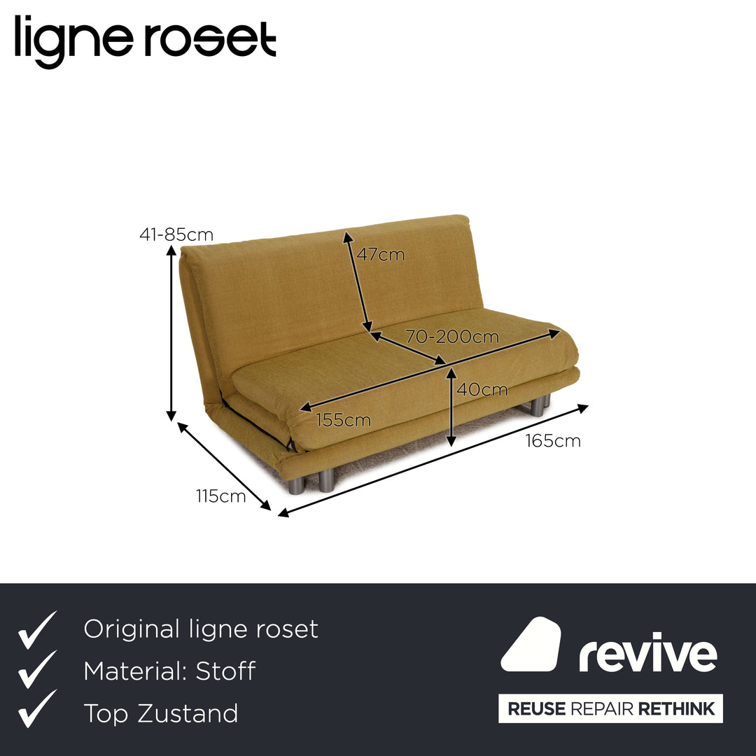 Ligne Roset Multy stoffen driezitsbank geel slaapbank bank met functie opnieuw bekleed