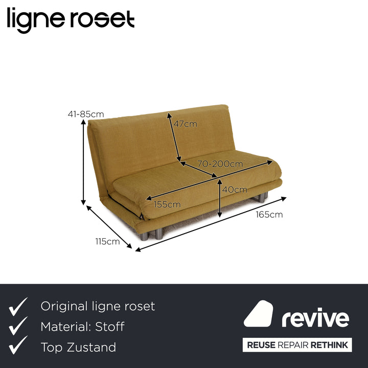 Ligne Roset Multy stoffen driezitsbank geel slaapbank bank met functie opnieuw bekleed