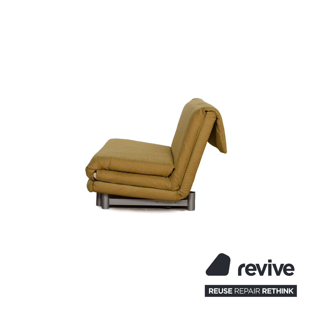 Ligne Roset Multy stoffen driezitsbank geel slaapbank bank met functie opnieuw bekleed