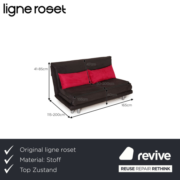 ligne roset Multy Stoff Sofa Grau Dreisitzer Couch Funktion Schlaffunktion
