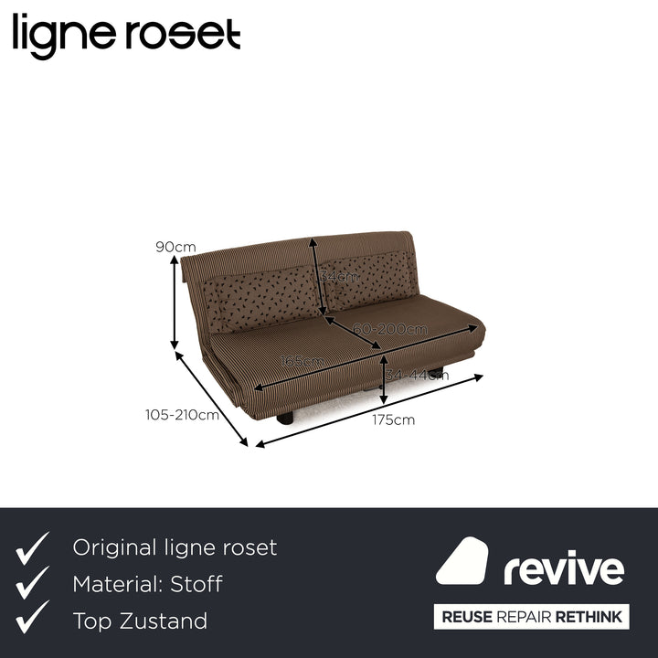 Ligne Roset Multy Fabric Sofa Gray Three Seater Couch Function Sleep Function