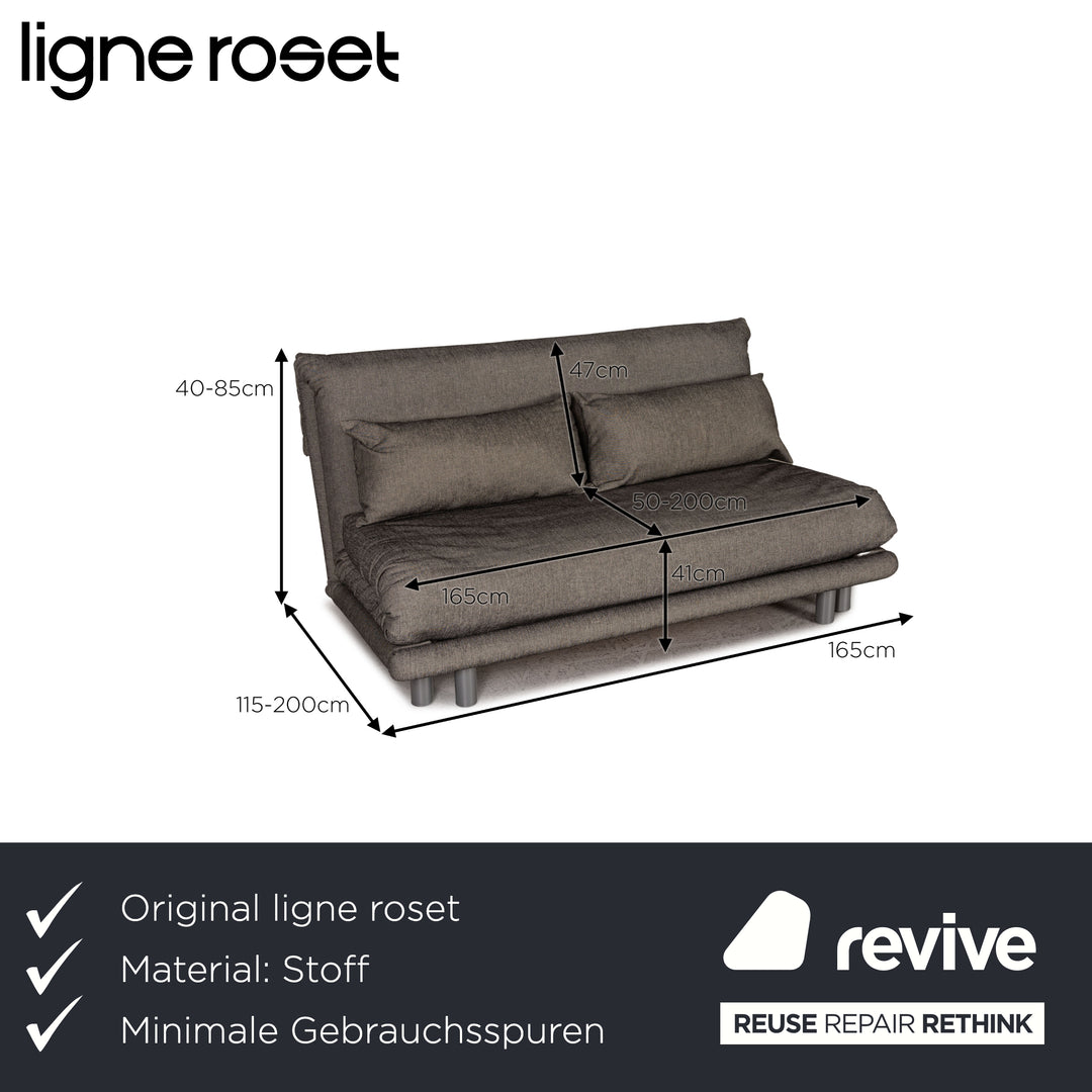 ligne roset Multy Stoff Sofa Grau Dreisitzer Couch Funktion Schlaffunktion
