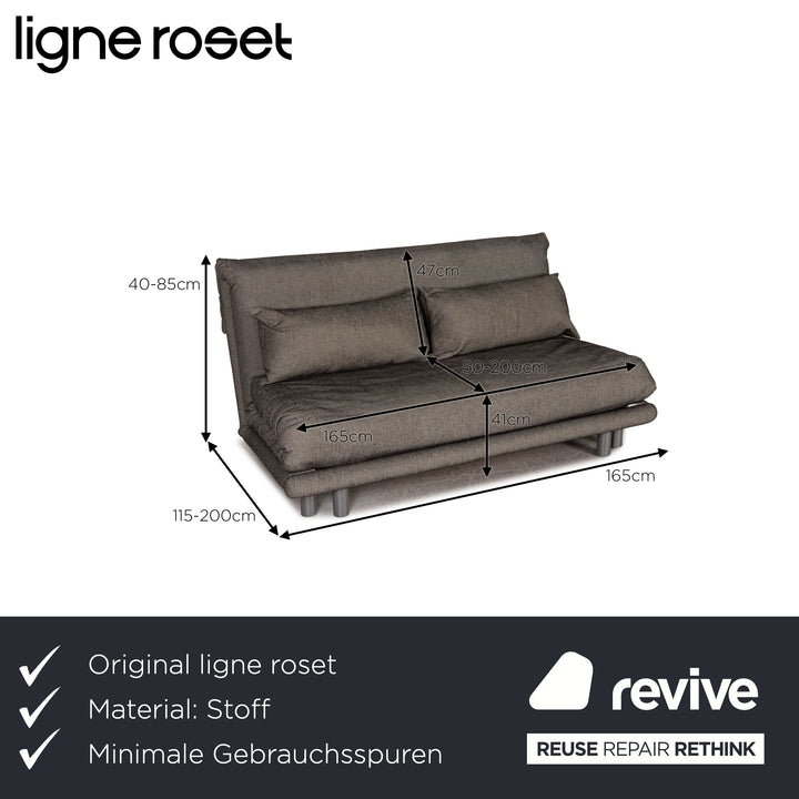 ligne roset Multy Stoff Sofa Grau Dreisitzer Couch Funktion Schlaffunktion