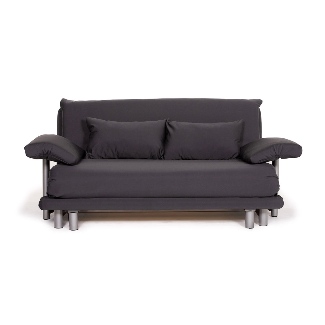 ligne roset Multy canapé en tissu gris, trois places avec fonction relax et couchage, piètement gris