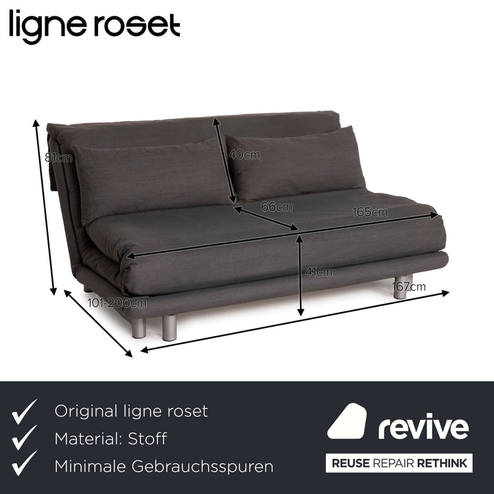 Ligne Roset Canapé en Tissu Multy Gris Trois Places Fonction Couchage
