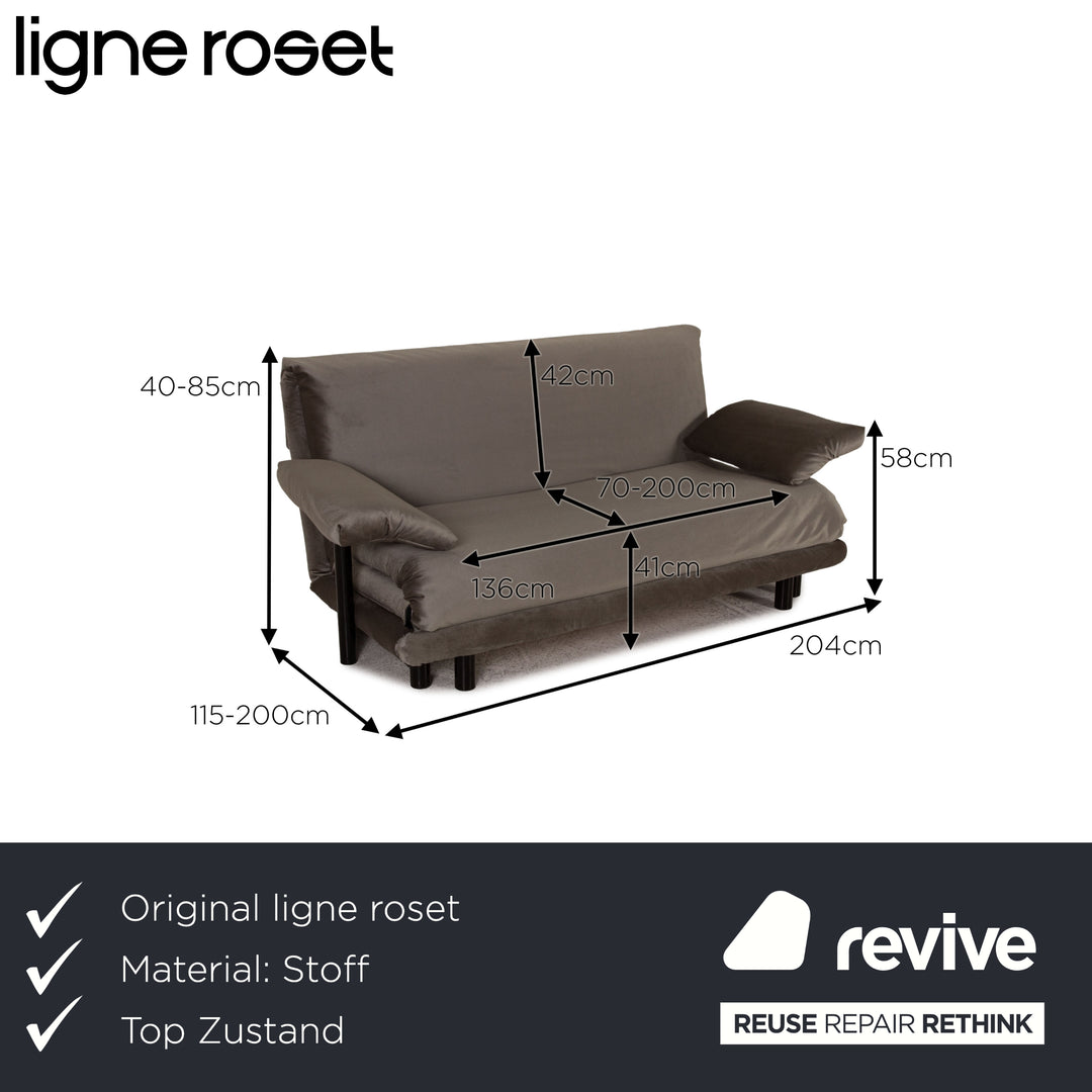 ligne roset Multy fabric sofa gray three-seater couch function sleeping function