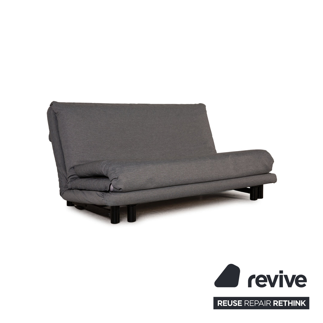 Ligne Roset Multy Fabric Sofa Gray Three Seater Couch Function Sleep Function