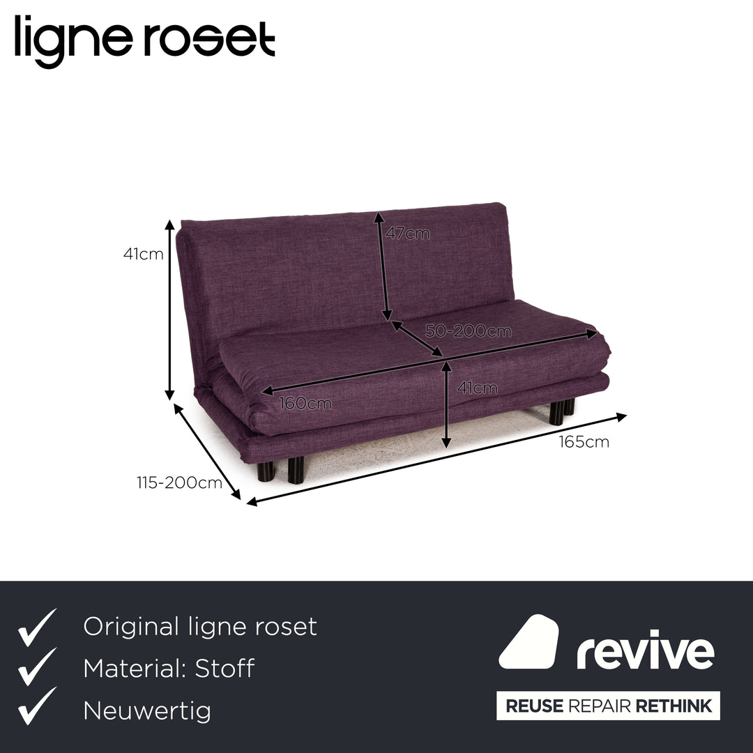 ligne roset Canapé en tissu Multy violet fonction canapé 3 places fonction couchage