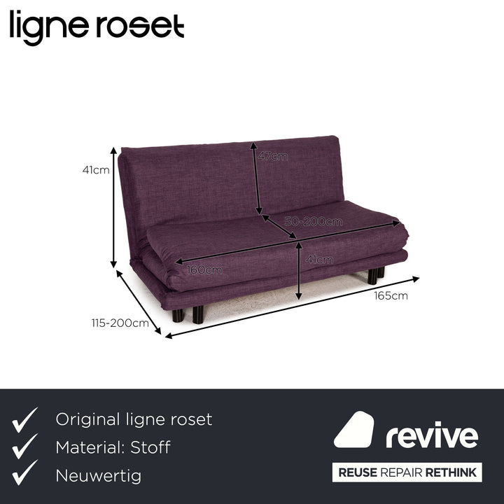 ligne roset Canapé en tissu Multy violet fonction canapé 3 places fonction couchage