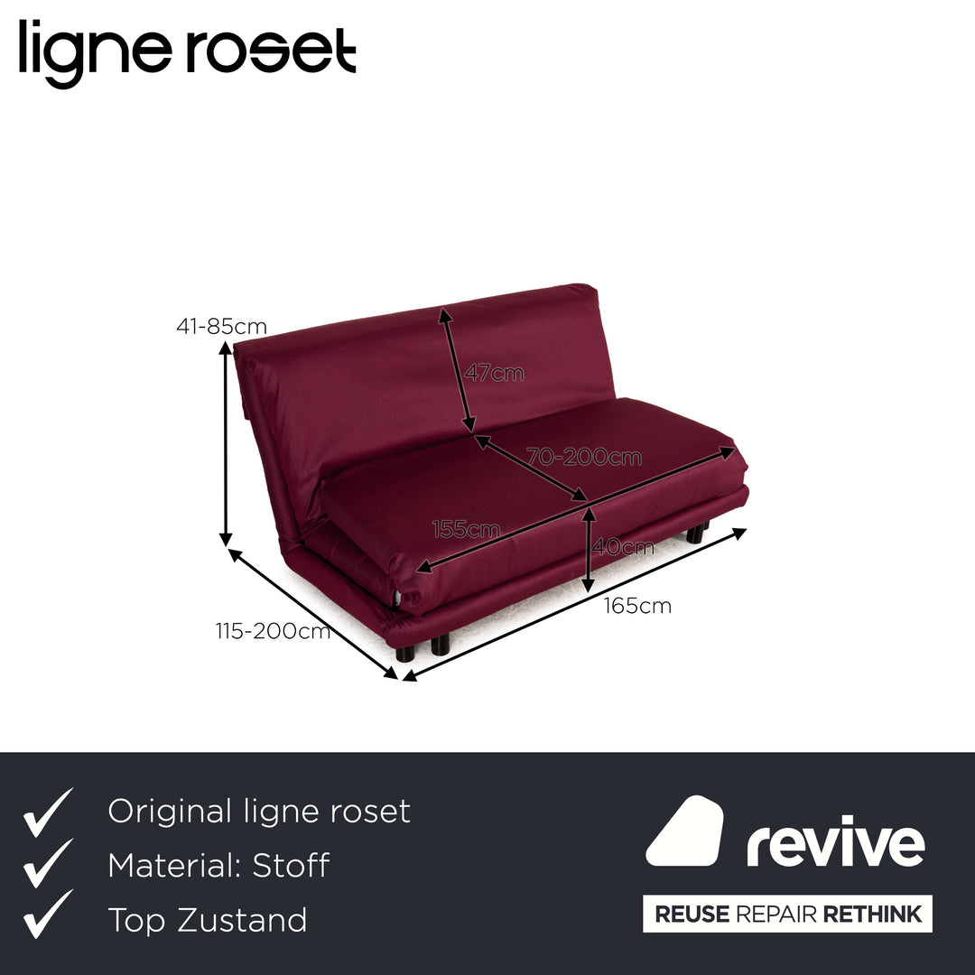 Ligne Roset Multy Stoff Sofa Lila Dreisitzer Couch Funktion Schlaffunktion Neubezug