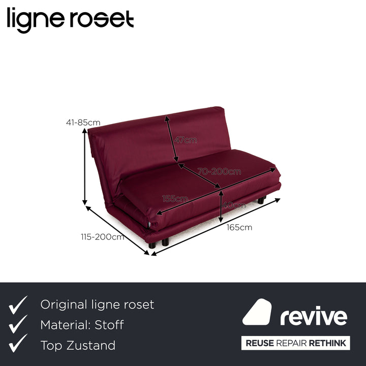 Ligne Roset Multy Stoff Sofa Lila Dreisitzer Couch Funktion Schlaffunktion Neubezug