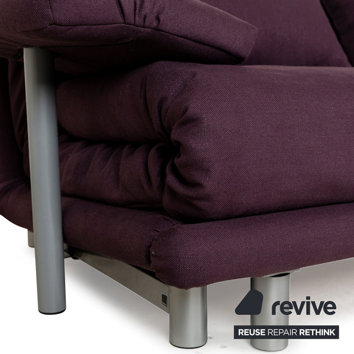 Canapé en tissu Ligne Roset Multy Violet 3 places Fonction inclinable Fonction couchage Nouvelle housse