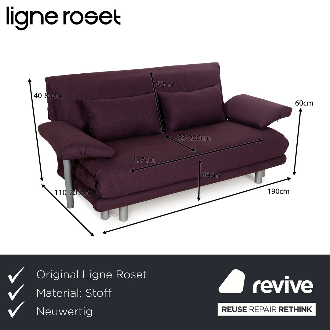 Ligne Roset Multy Stoff Sofa Lila Dreisitzer Liegefunktion Schlaffunktion Neubezug