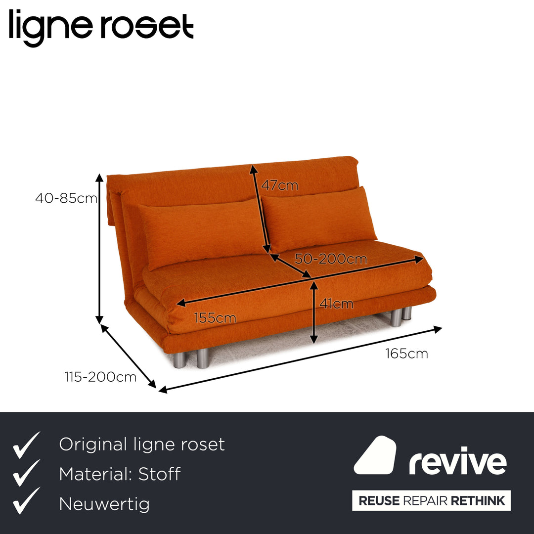 Ligne Roset Multy stoffen bank oranje driezitsbank met slaapfunctie