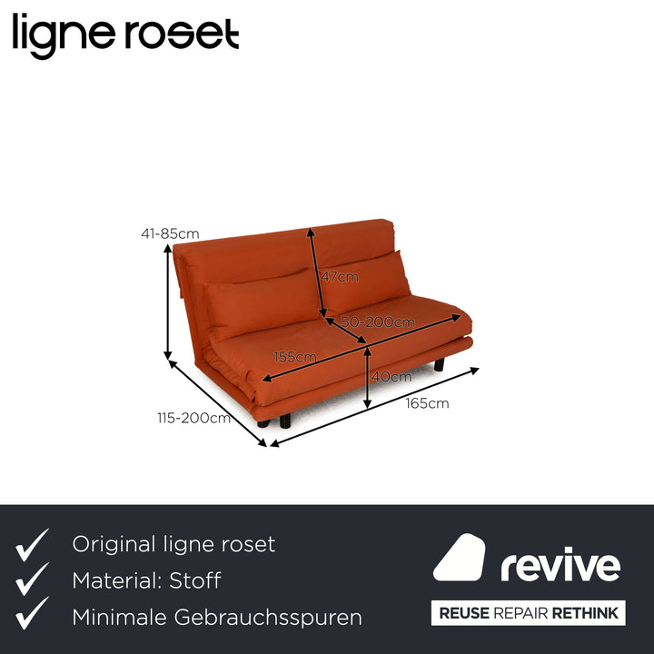 ligne roset Multy Stoff Sofa Orange Dreisitzer Couch Funktion Schlafsofa
