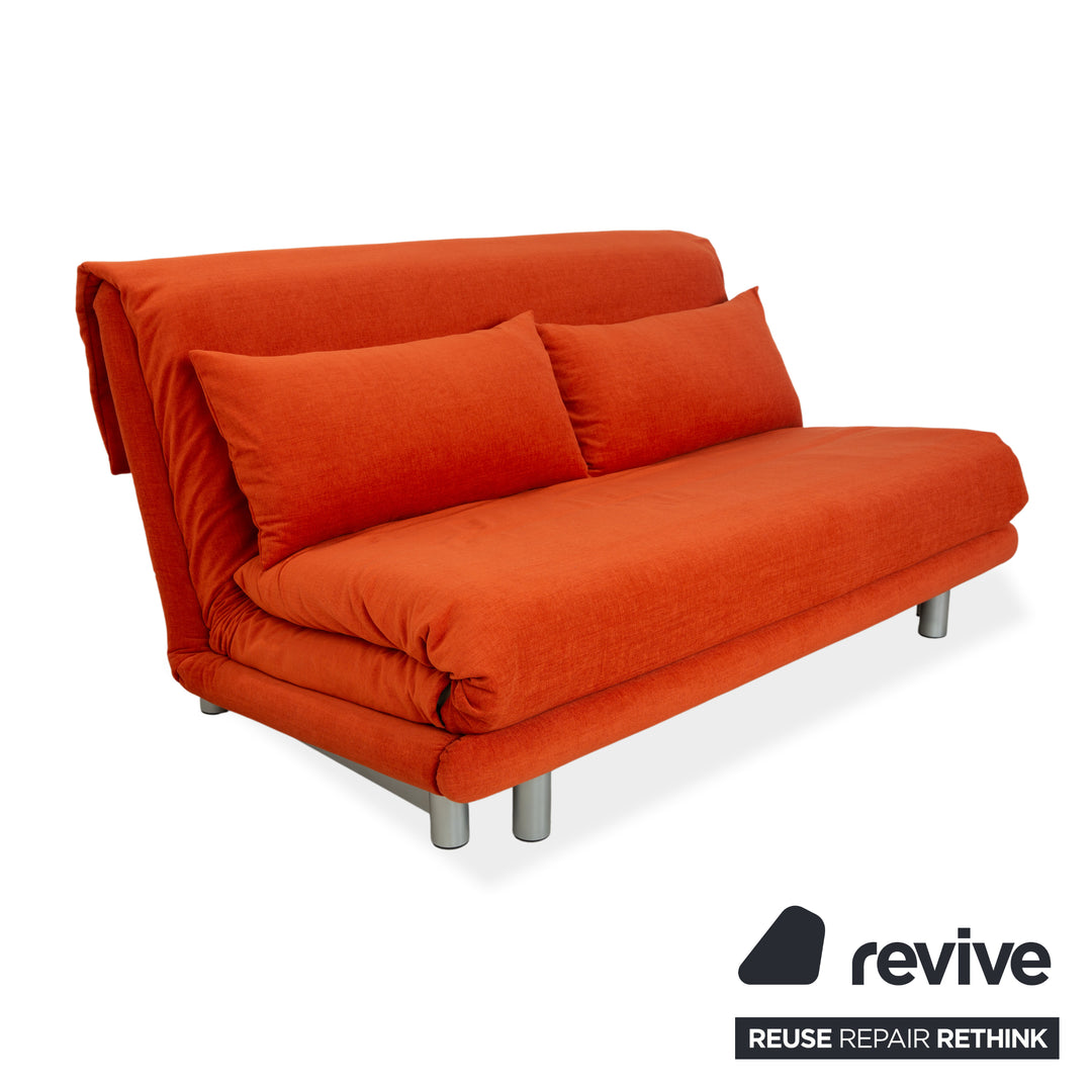 Ligne Roset Multy stoffen bank oranje driezits opnieuw gestoffeerd