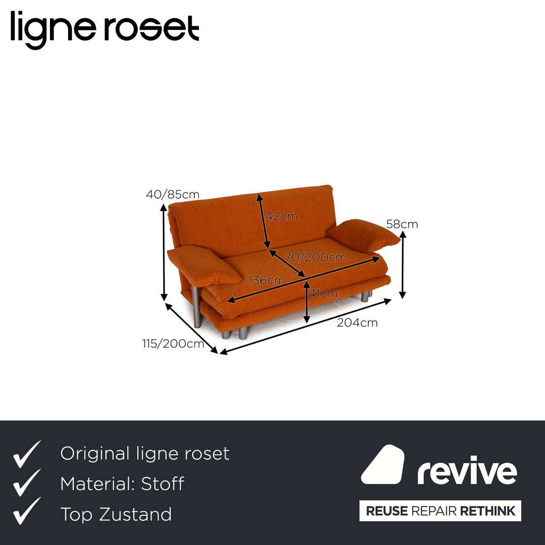 Ligne Roset Multy Stoff Sofa Orange Dreisitzer Couch Funktion Schlafsfunktion inkl. Armlehnen