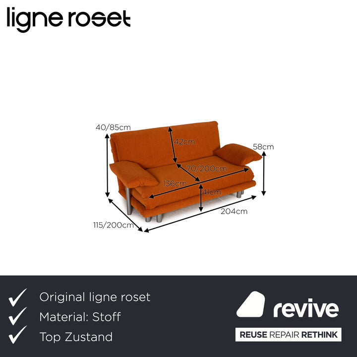 Ligne Roset Multy Stoff Sofa Orange Dreisitzer Couch Funktion Schlafsfunktion inkl. Armlehnen