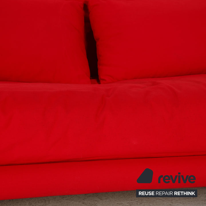 ligne roset Multy stoffen bank rood driezitsbank met slaapfunctie incl. armleuningen