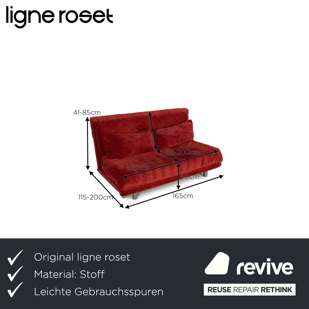 Ligne Roset Multy stoffen bank rood driezitsbank met slaapfunctie