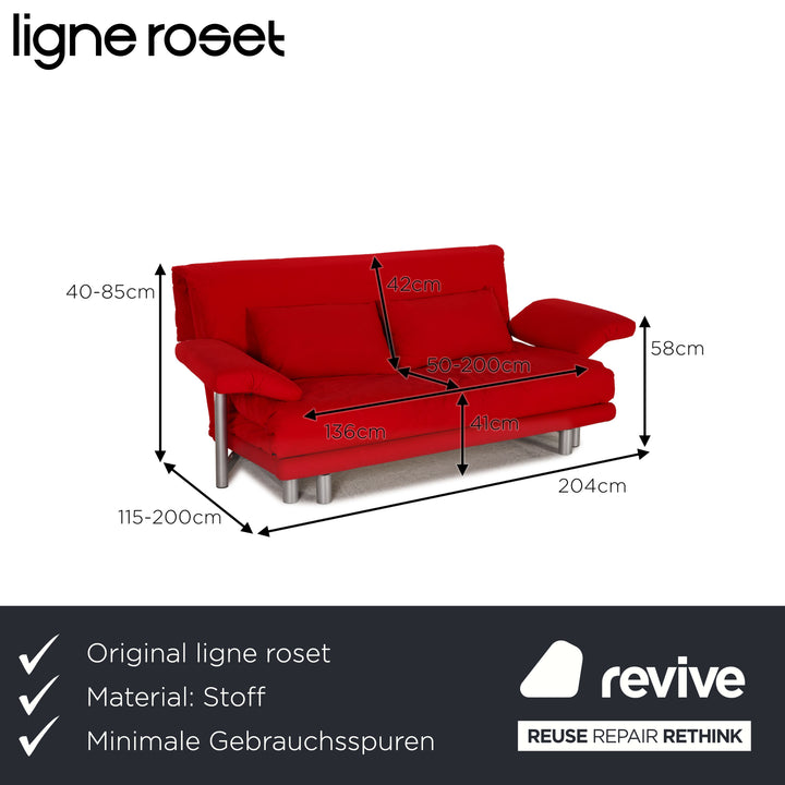 ligne roset Multy Stoff Sofa Rot Dreisitzer Couch Funktion Schlaffunktion inkl. Armlehnen