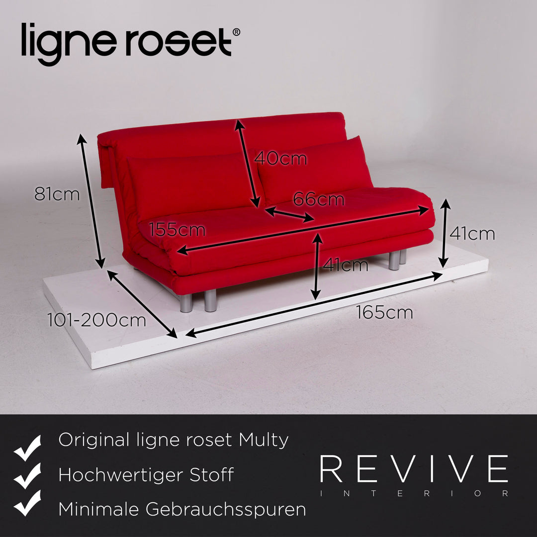 ligne roset Multy Stoff Sofa Rot Dreisitzer Schlaffunktion #11571