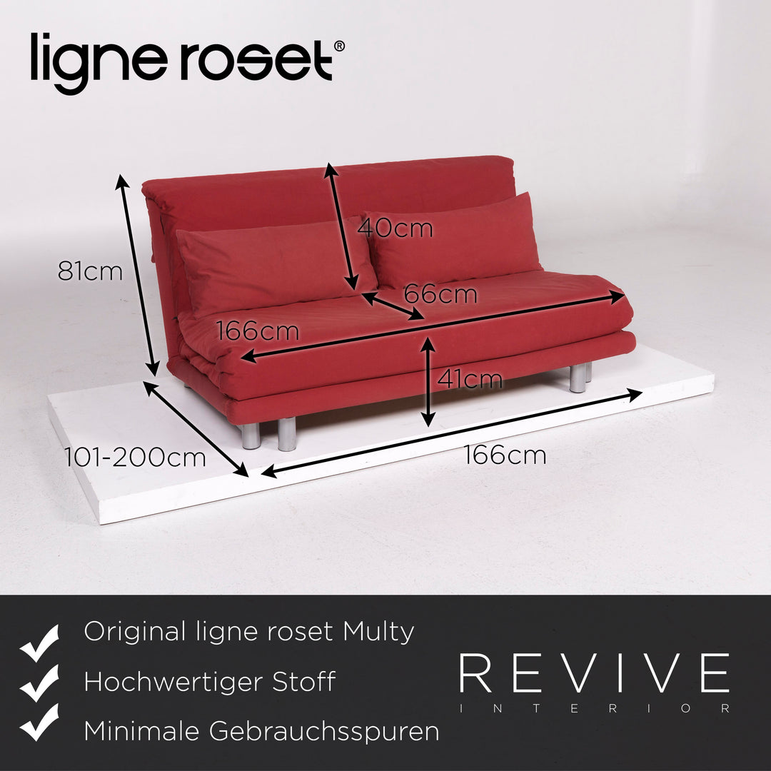 ligne roset Multy Stoff Sofa Rot Dreisitzer Schlaffunktion #11755