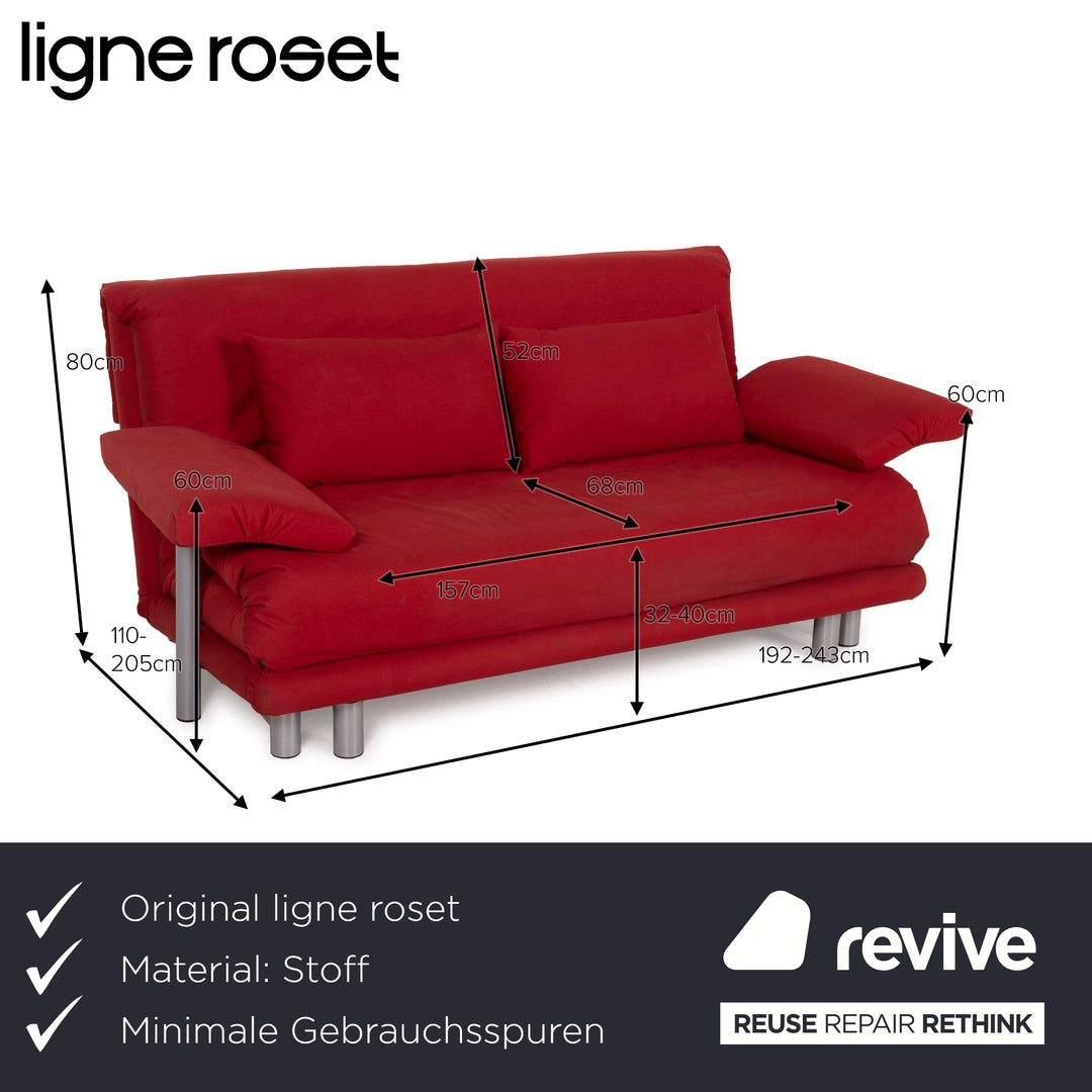 ligne roset Multy Fabric Sofa Red Two Seater Sleeper Sofa Bed