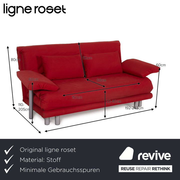 ligne roset Multy Fabric Sofa Red Two Seater Sleeper Sofa Bed